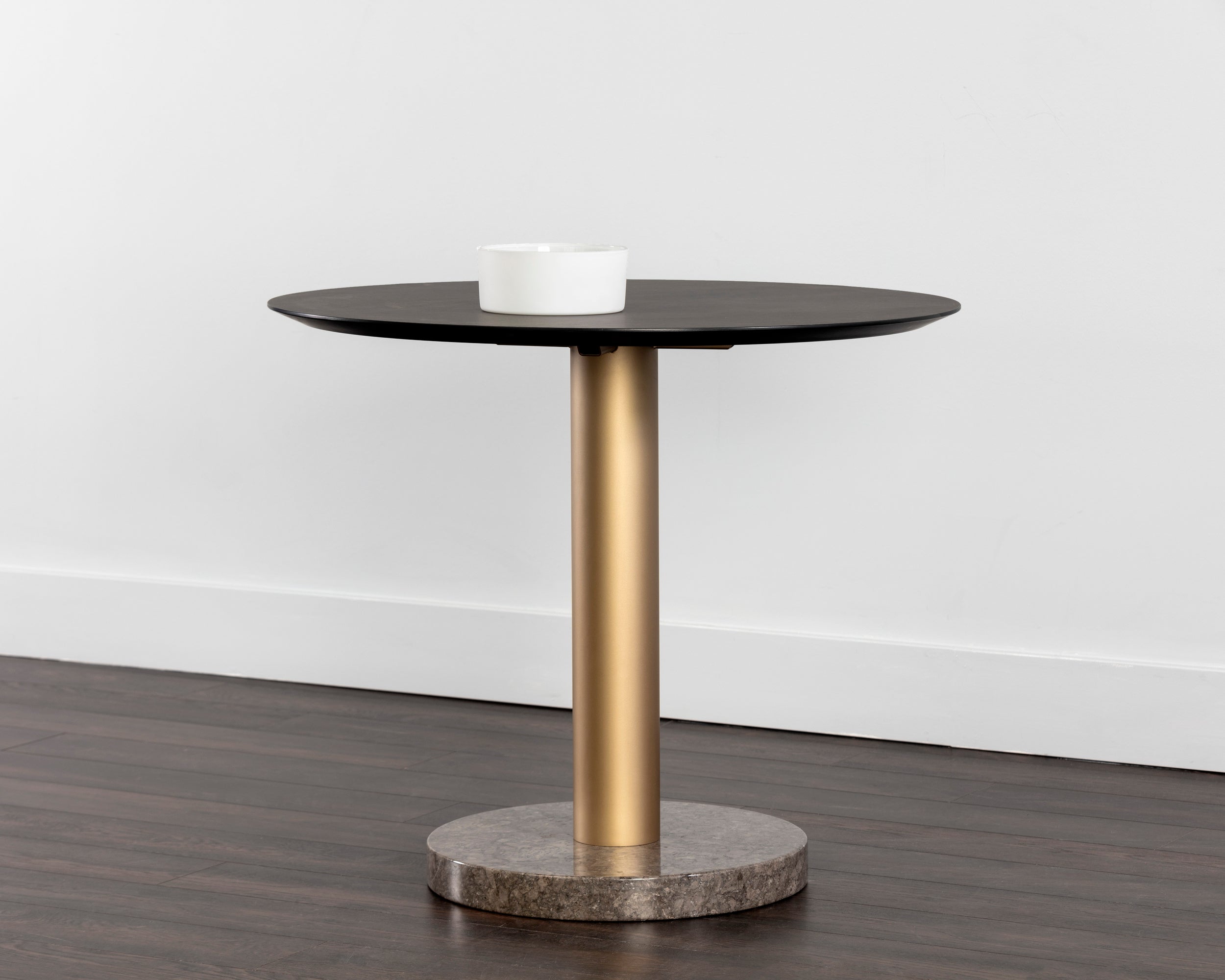 Monaco Bistro Table - Gold - Grey Marble / Charcoal Grey - 35.5"