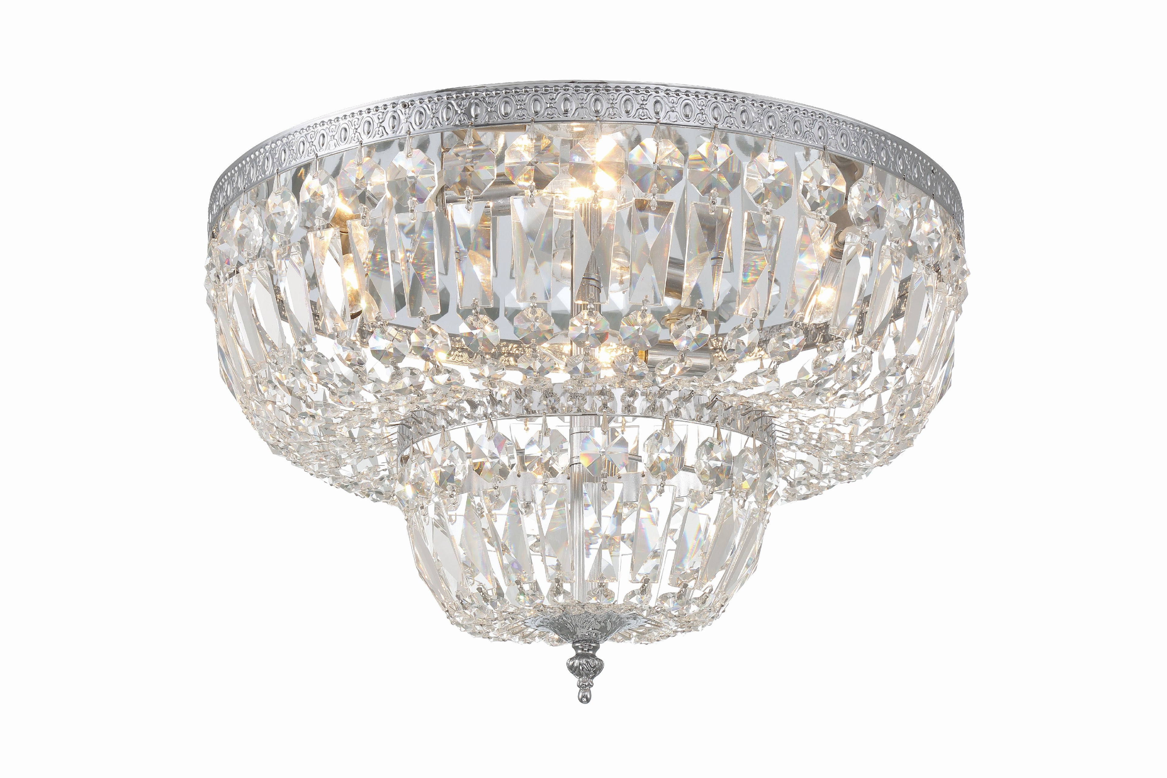 Waltham 18'' Clear Hand Cut Polished Chrome Flush Mount