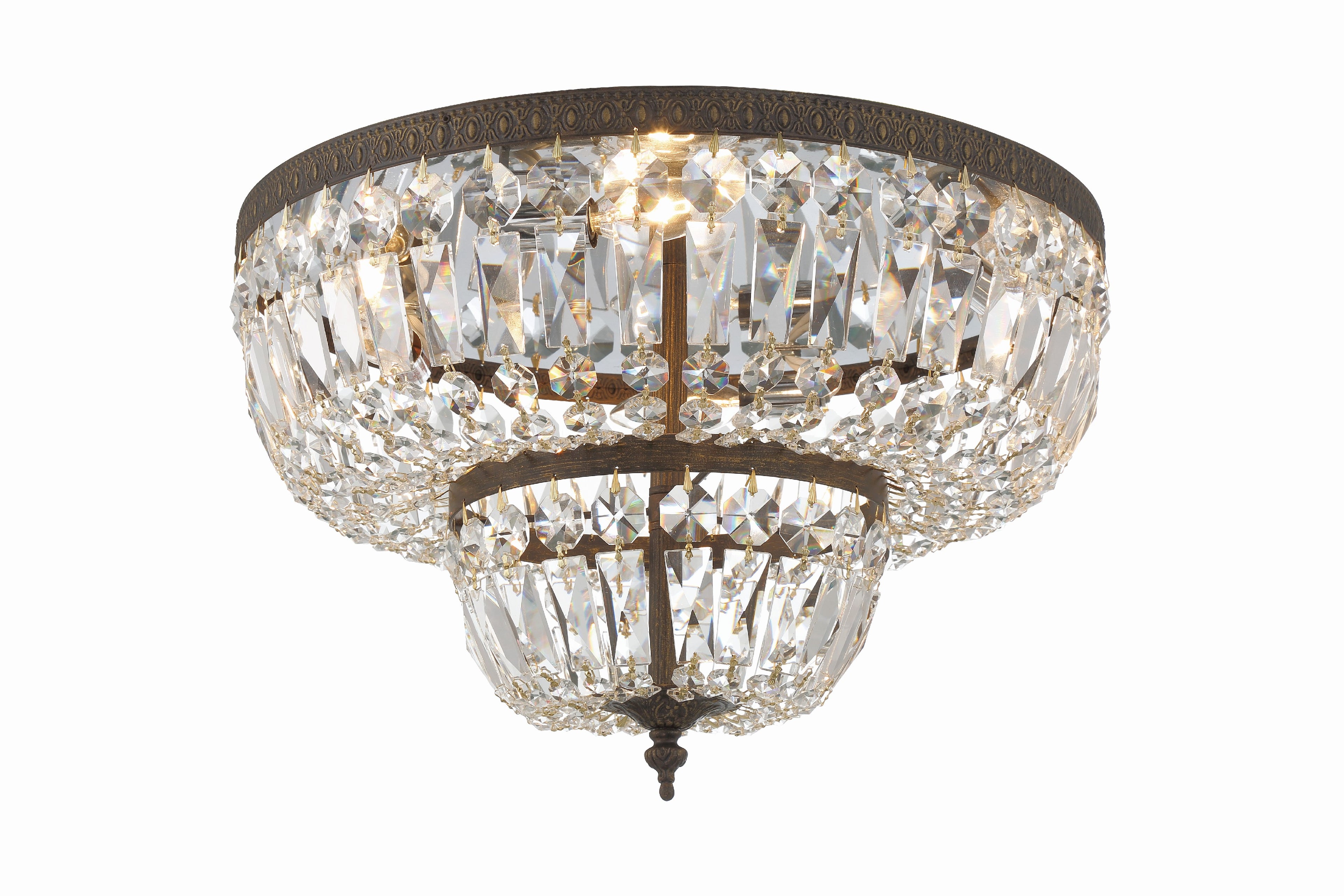 Waltham 18'' Clear Hand Cut English Bronze Flush Mount