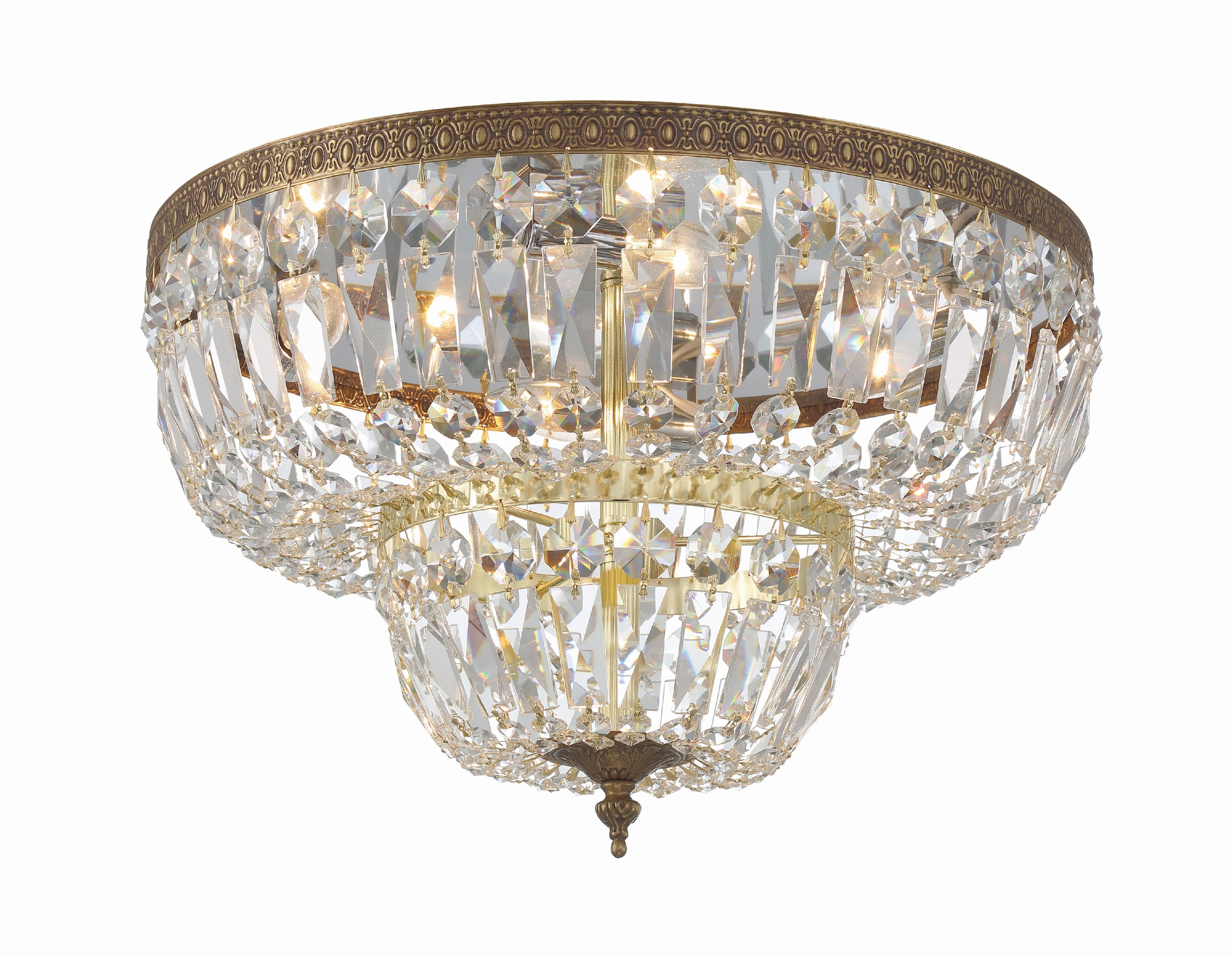 Waltham 18'' Clear Hand Cut Olde Brass Flush Mount