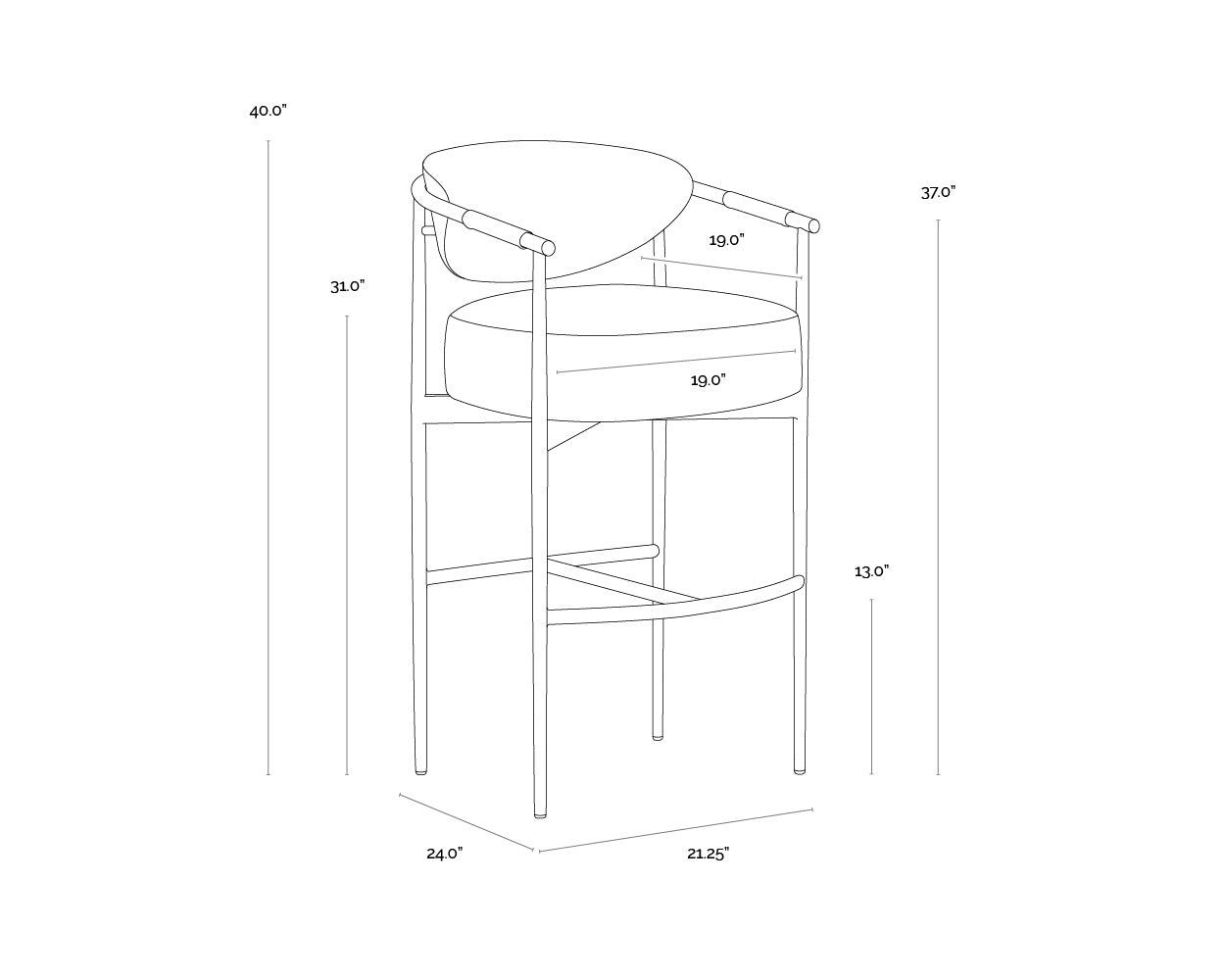 Heloise Barstool - Milliken Cognac