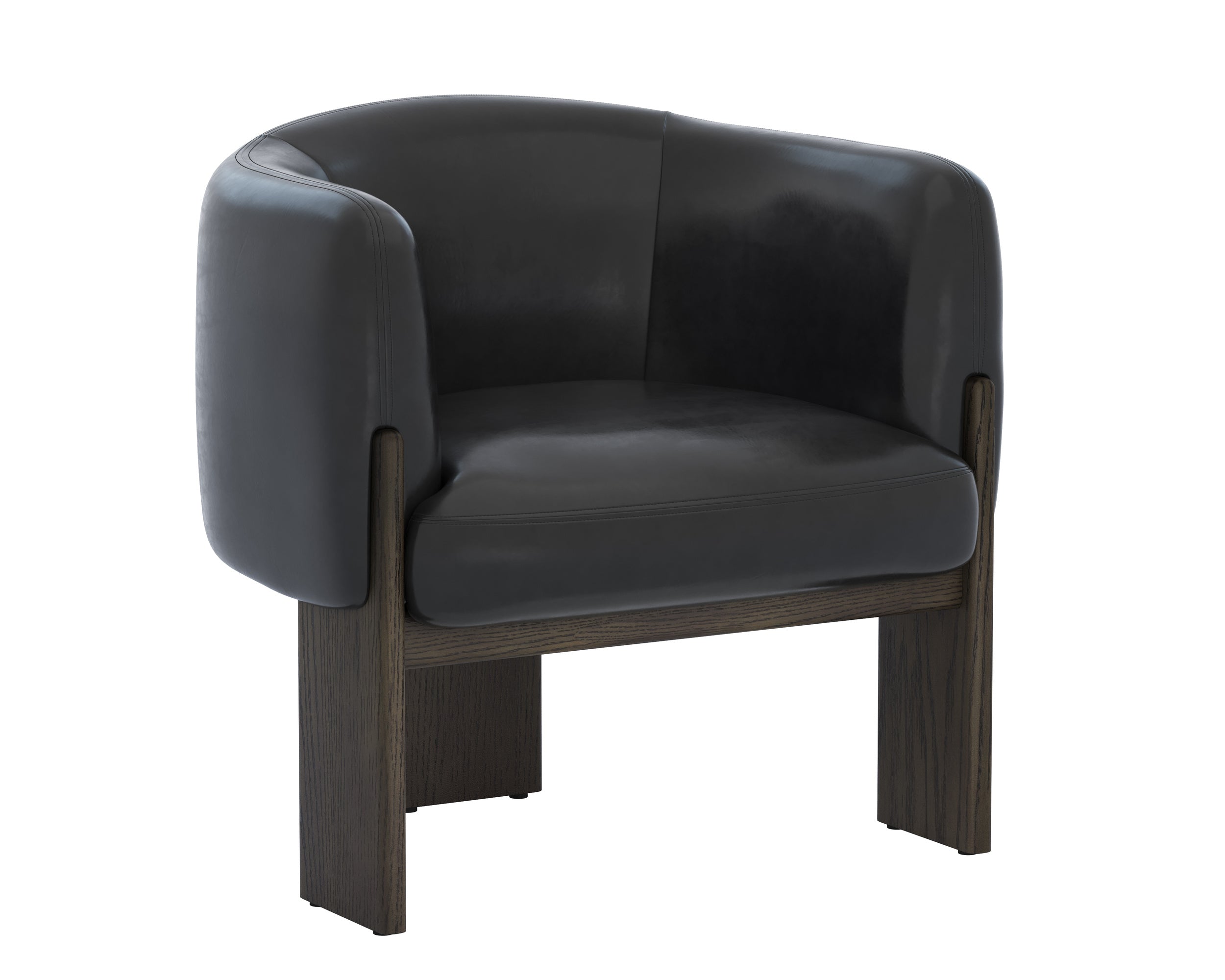 Trine Lounge Chair - Dark Brown - Vintage Black Night Leather