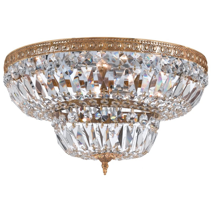 Waltham 30'' Clear Hand Cut Olde Brass Flush Mount