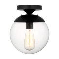 Leo Hanging Globe Flush Mount | Midnight Black | Clear Seeded Glass Bulb(s) Included