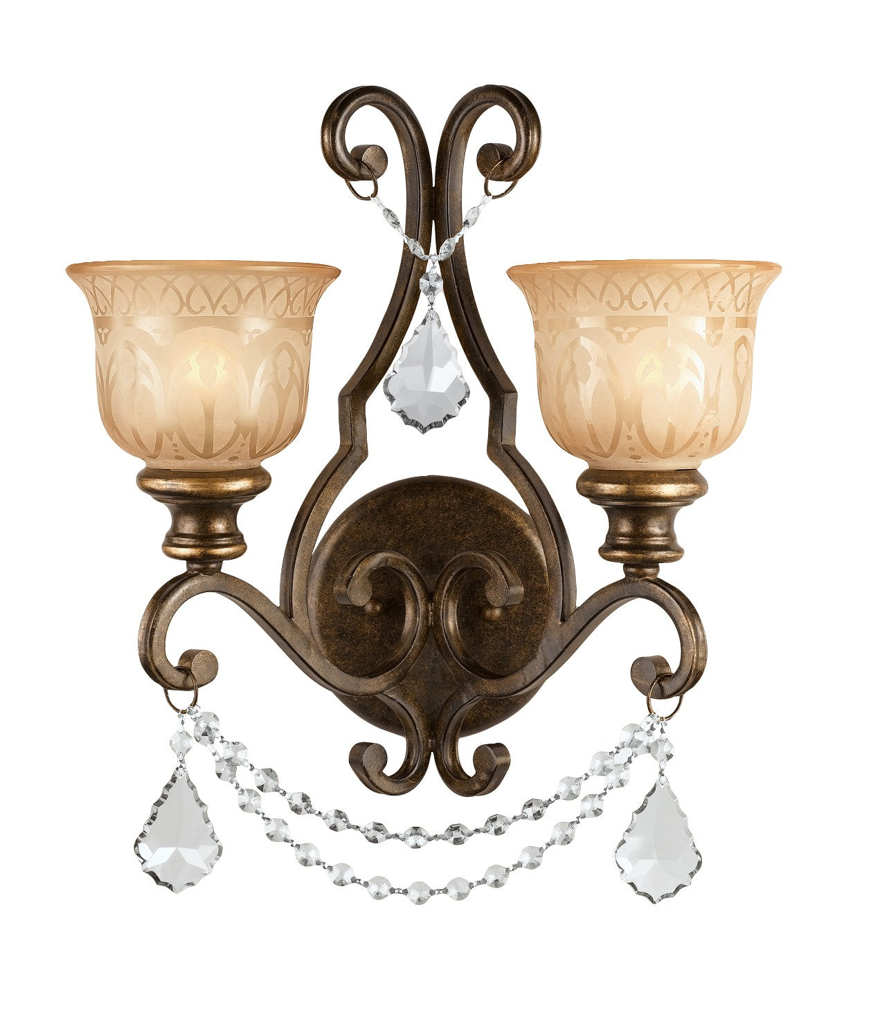 Norwalk 16'' Hand Cut Crystal Bronze Umber Sconce