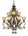 Norwalk 34'' Golden Teak Hand Cut Crystal Bronze Umber Chandelier