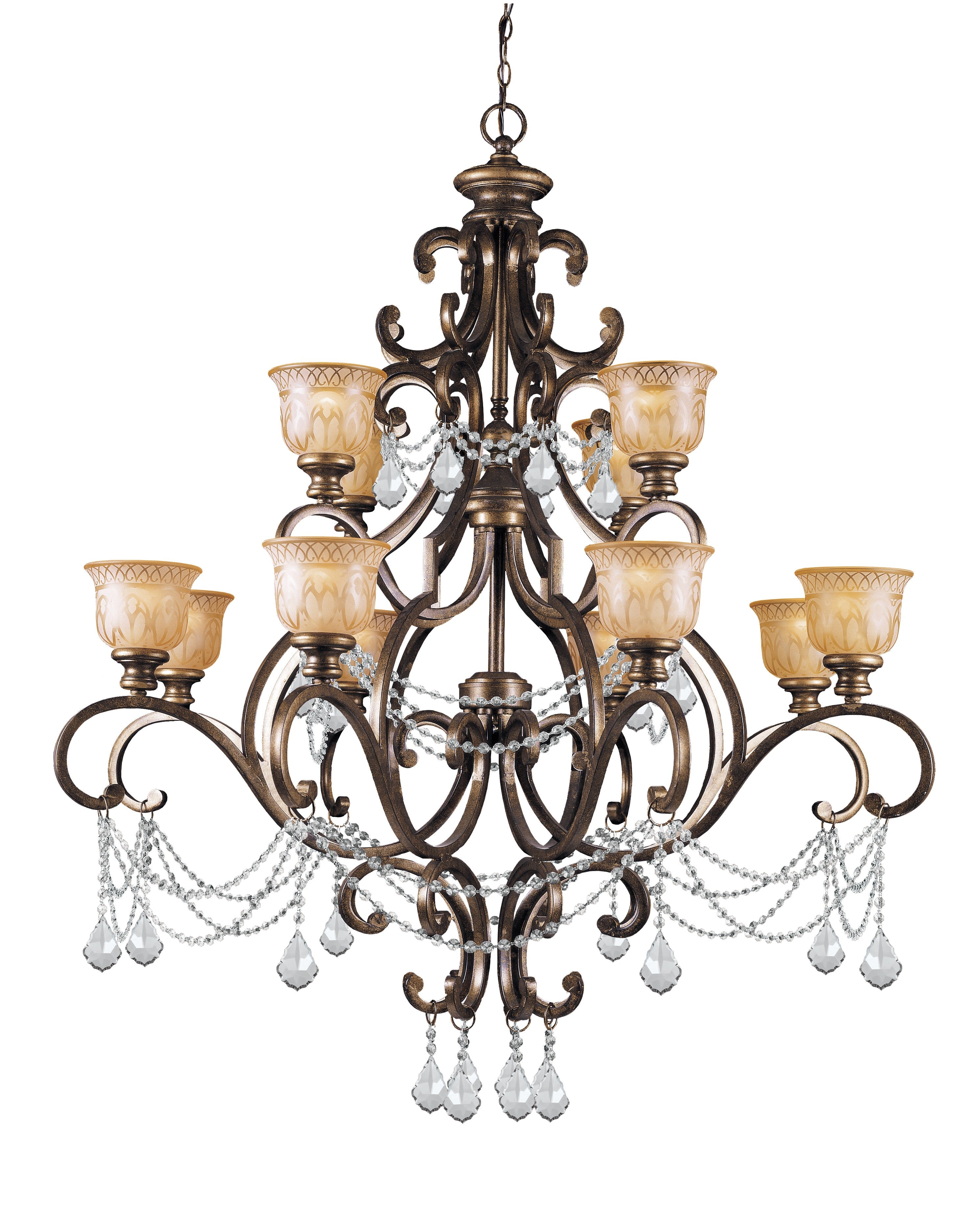 Norwalk 48'' Hand Cut Crystal Bronze Umber Chandelier