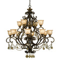 Norwalk 48'' Golden Teak Hand Cut Crystal Bronze Umber Chandelier