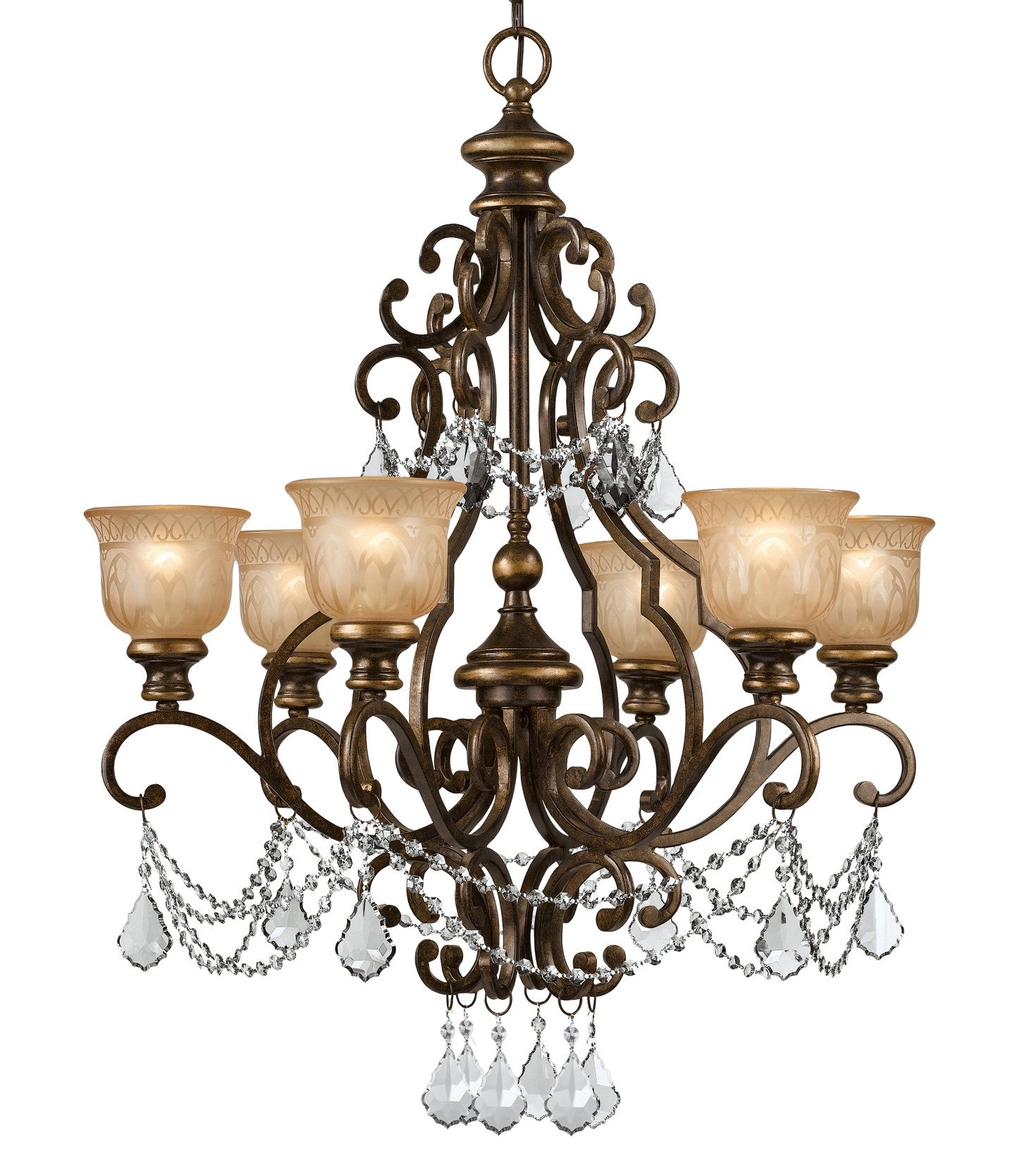 Norwalk 28'' Hand Cut Crystal Bronze Umber Chandelier