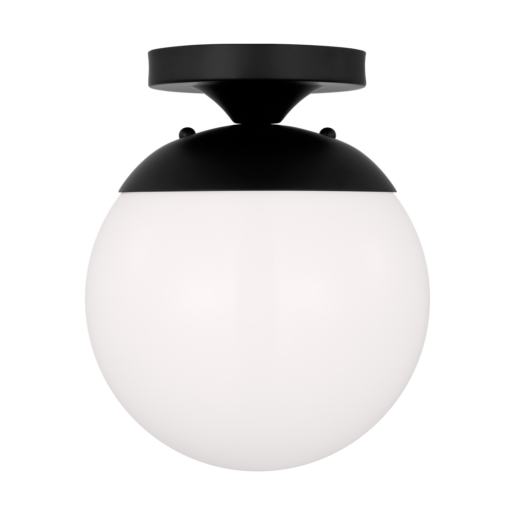 Leo Hanging Globe Flush Mount | Midnight Black | Smooth White Glass Bulb(s) Not Included