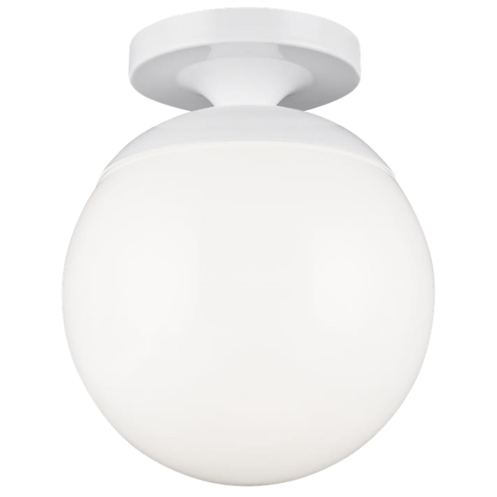 Leo Hanging Globe Flush Mount | White | Smooth White Glass Bulb(s) Not Included
