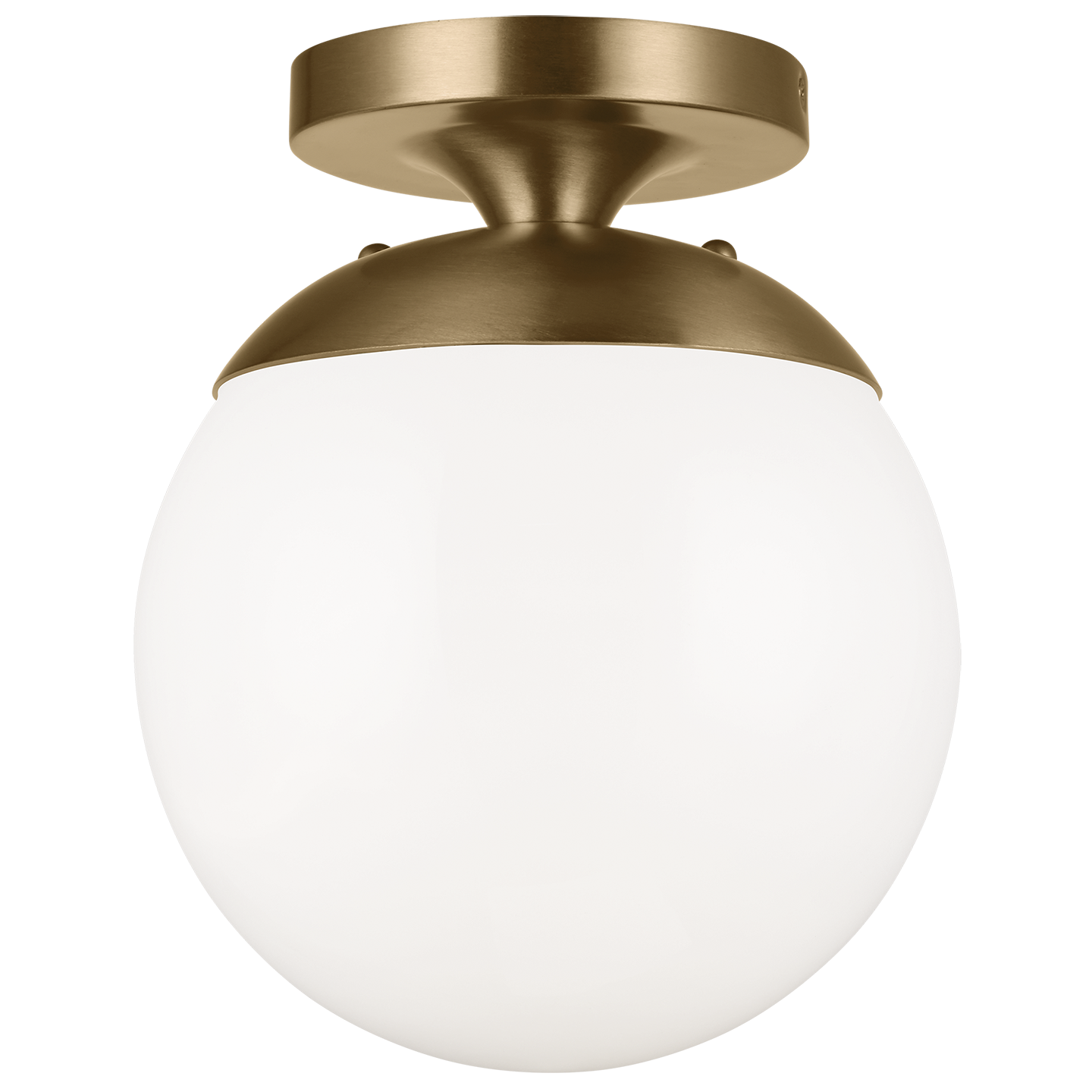 Leo Hanging Globe Flush Mount | Satin Brass | Smooth White Glass Bulb(s) Not Included