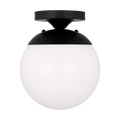 Leo Hanging Globe Flush Mount | Midnight Black | Smooth White Glass Bulb(s) Included