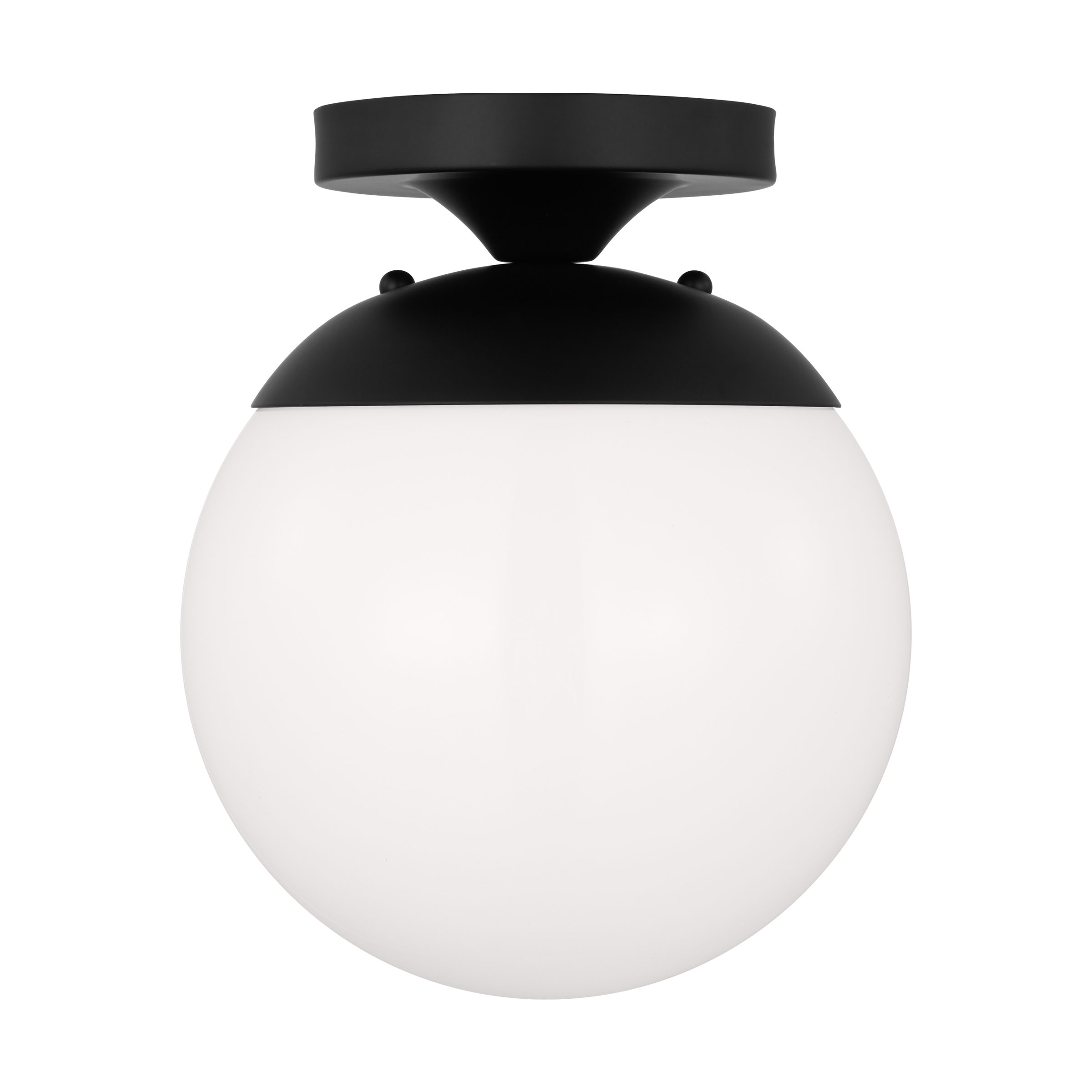 Leo Hanging Globe Flush Mount | Midnight Black | Smooth White Glass Bulb(s) Included