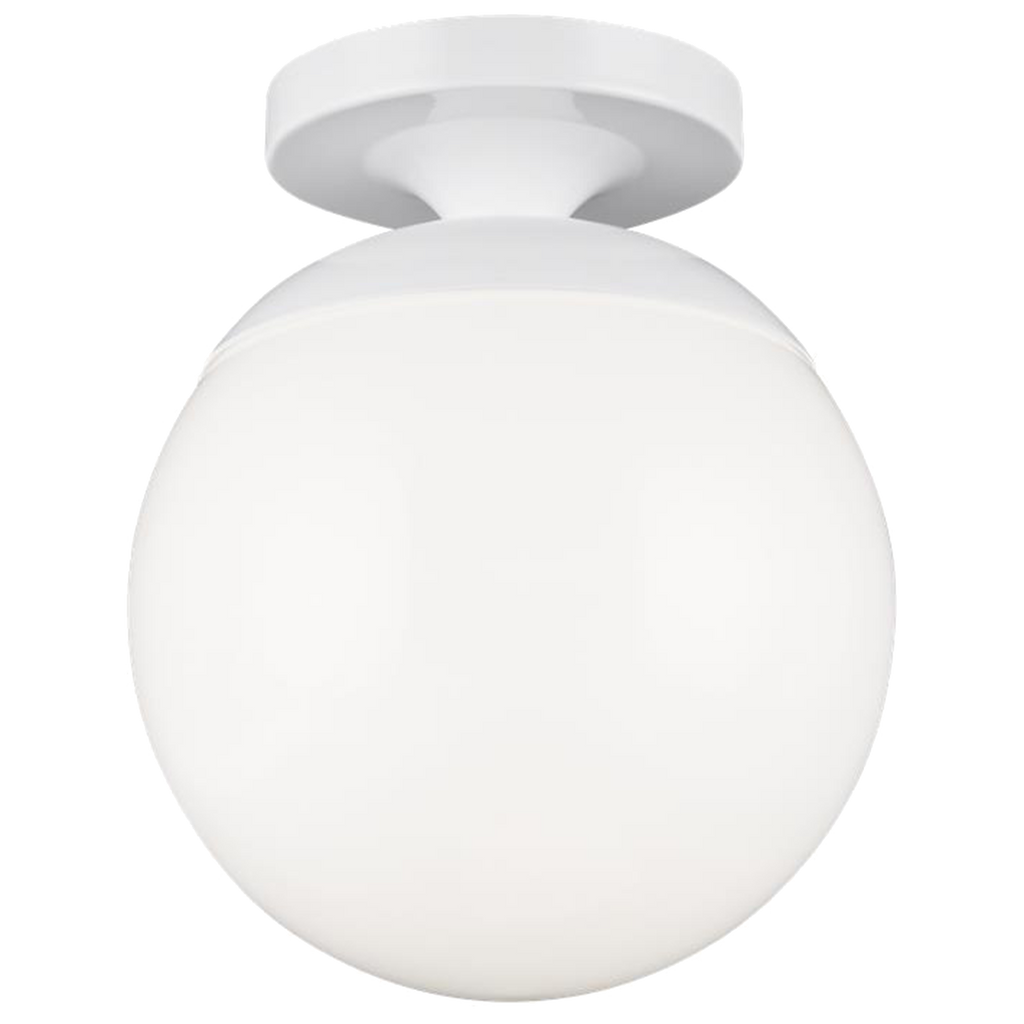 Leo Hanging Globe Flush Mount | White | Smooth White Glass Bulb(s) Included