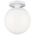 Leo Hanging Globe Flush Mount | White | Smooth White Glass Bulb(s) Included