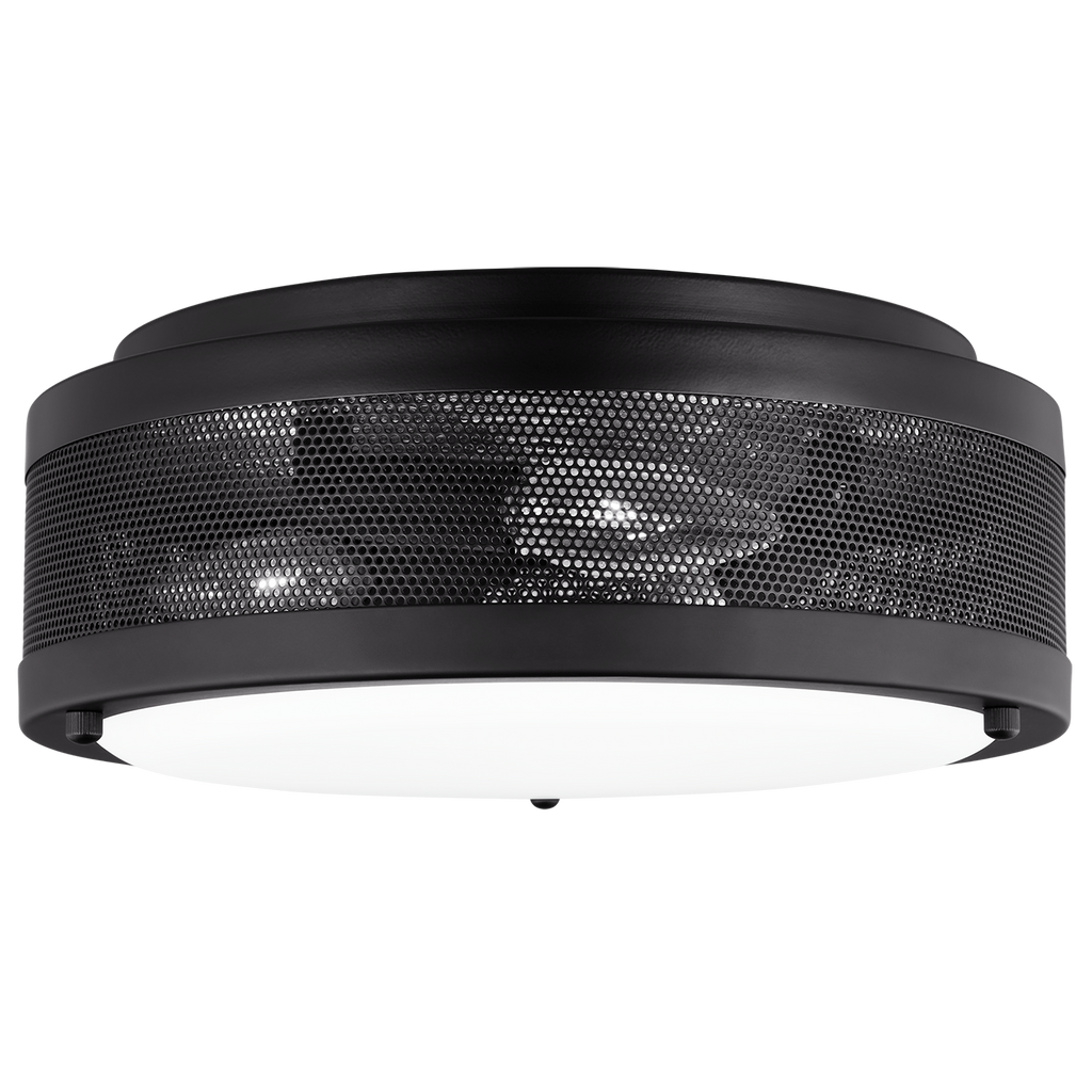 Vander Medium Flush Mount | Midnight Black | Etched Glass / White Inside Bulb(s) Not Included