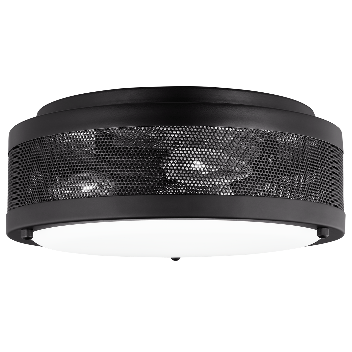 Vander Medium Flush Mount | Midnight Black | Etched Glass / White Inside Bulb(s) Not Included