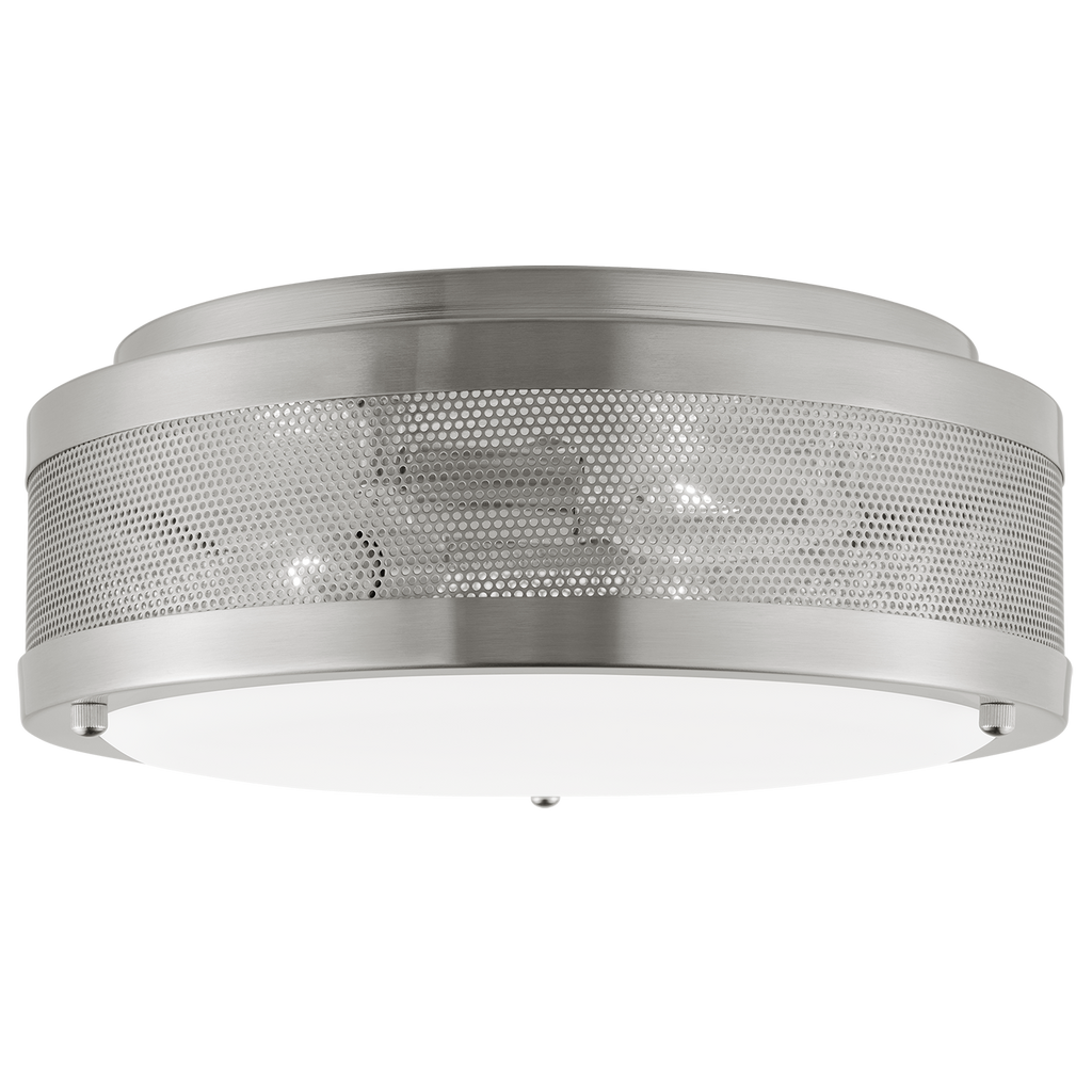 Vander Medium Flush Mount | Brushed Nickel | Etched Glass / White Inside Bulb(s) Not Included
