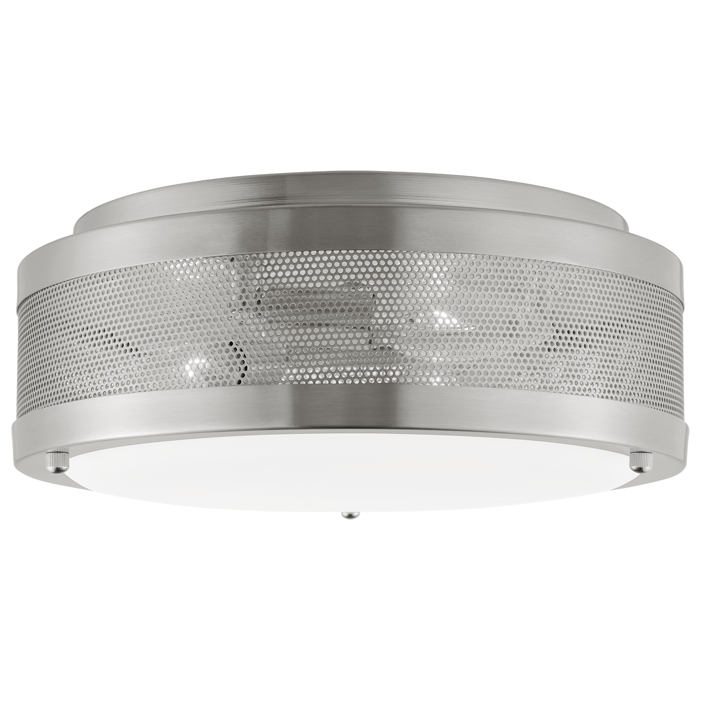 Vander Medium Flush Mount | Brushed Nickel | Etched Glass / White Inside Bulb(s) Not Included