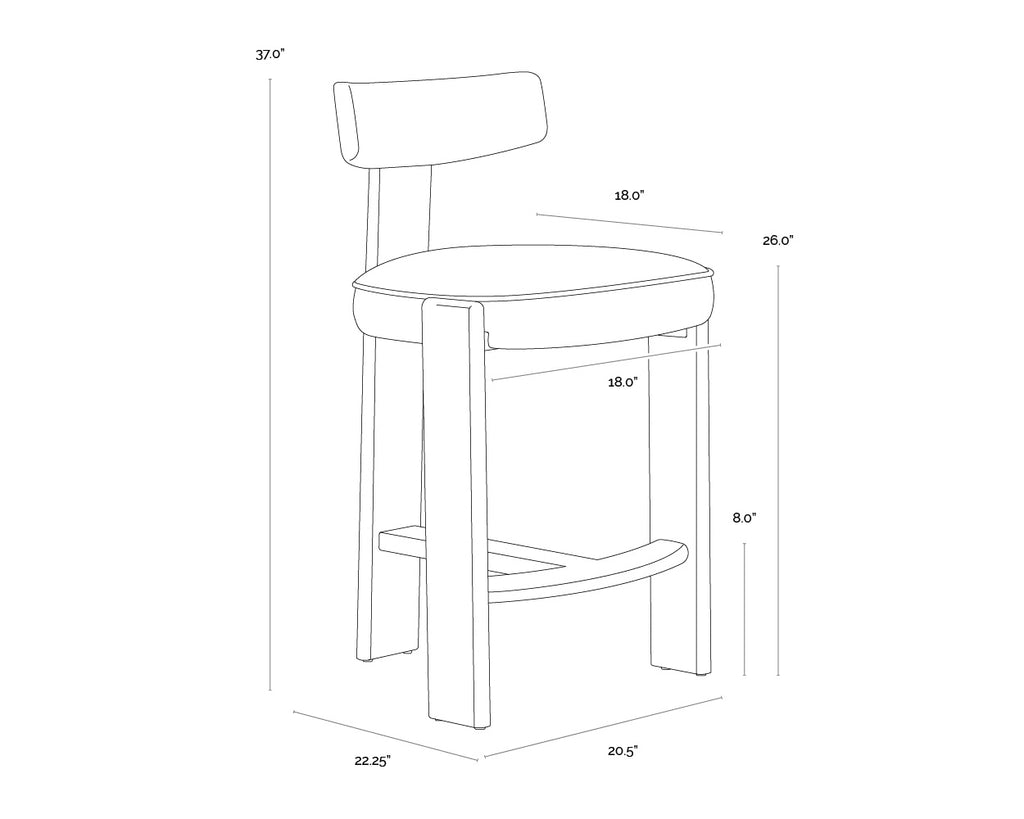 Horton Counter Stool - Dark Brown - Sahara Sand Leather