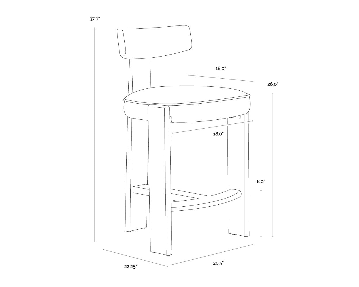 Horton Counter Stool - Dark Brown - Sahara Sand Leather