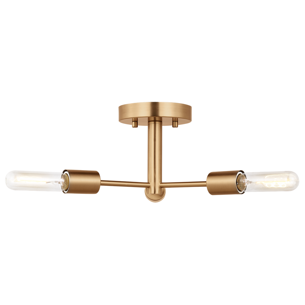Axis Three Light Semi-Flush Mount Satin Brass