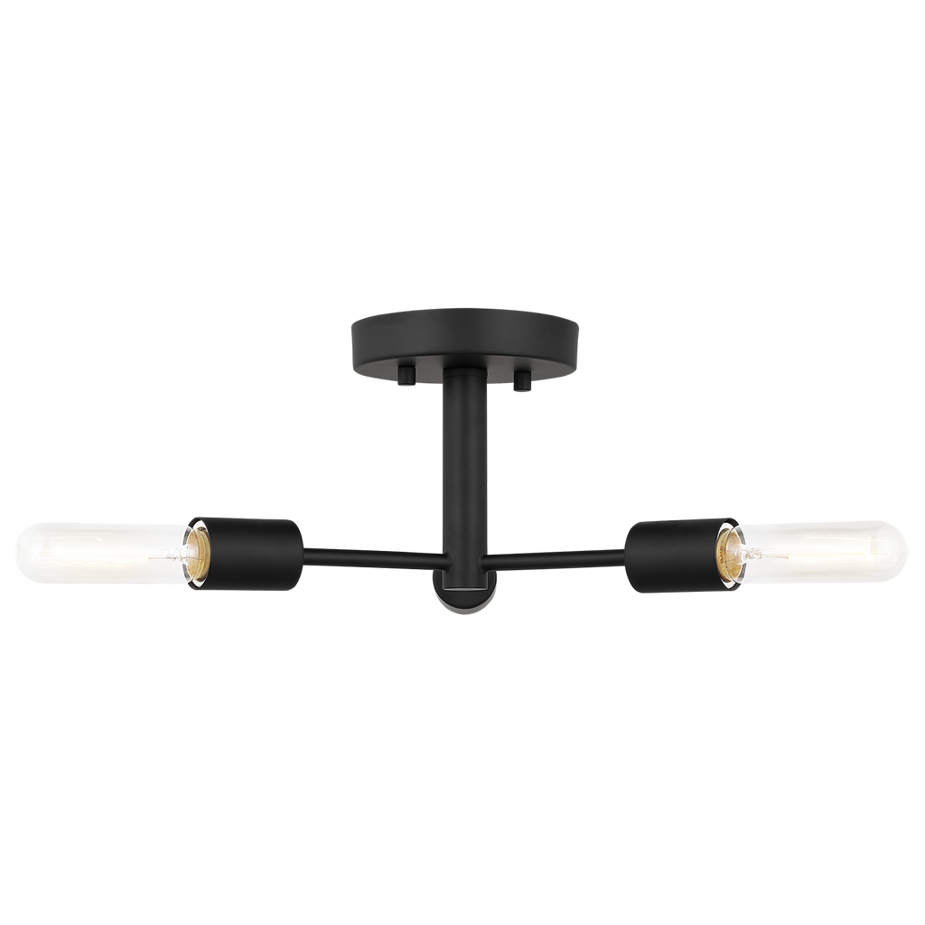 Axis Three Light Semi-Flush Mount Midnight Black Bulbs Inc