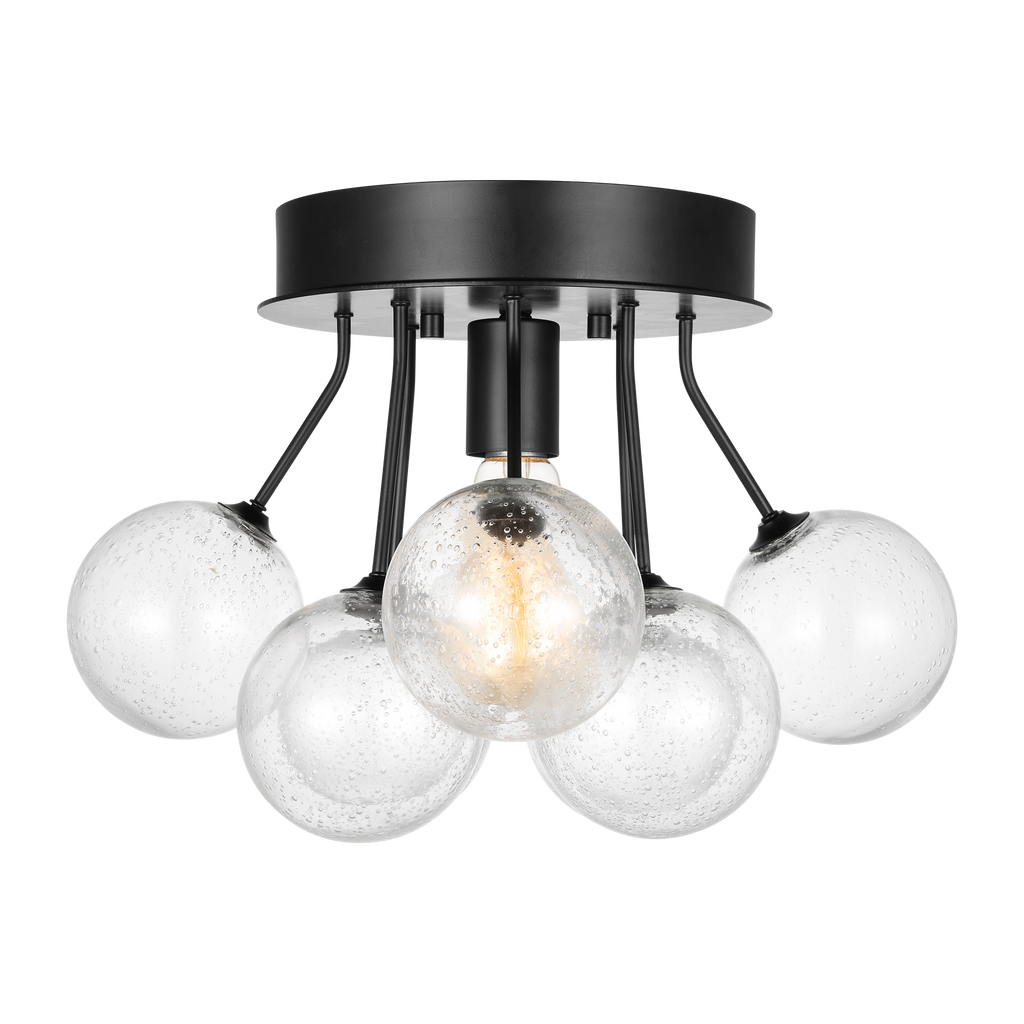 Bronzeville One Light Semi-Flush Mount | Midnight Black