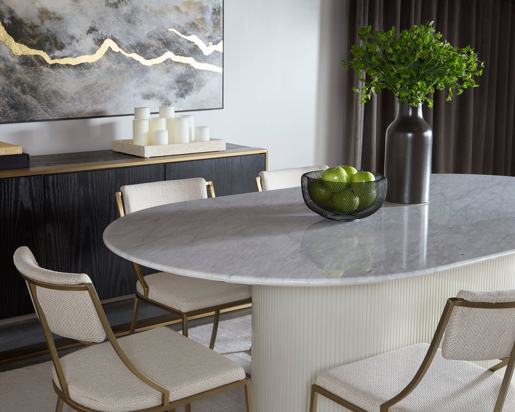 Paloma Dining Table - Oval - White Marble - 84"