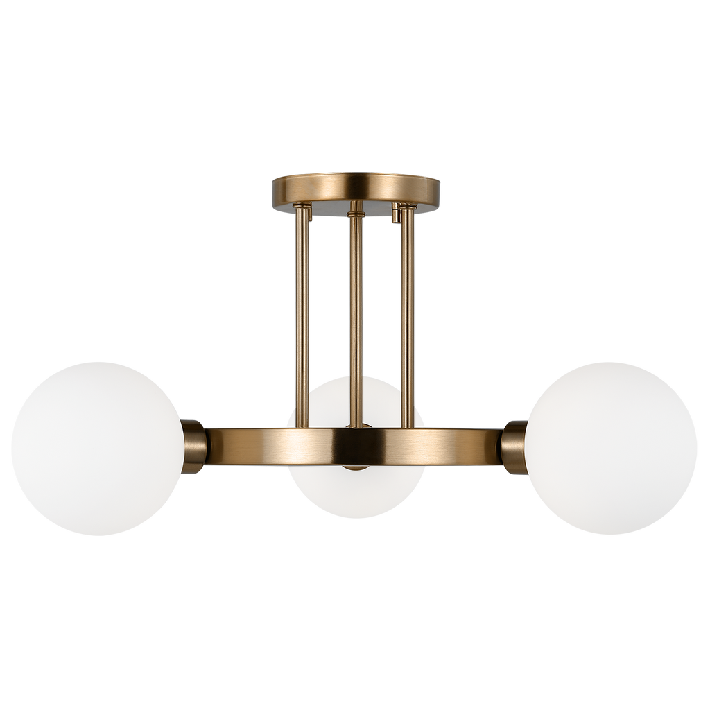 Clybourn Three Light Semi-Flush Mount Satin Brass