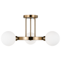 Clybourn Three Light Semi-Flush Mount Satin Brass