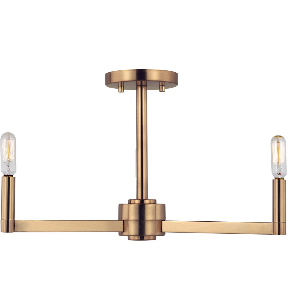 Fullton Semi Flush Mount | Satin Brass | No Shade Bulb(s) Not Included
