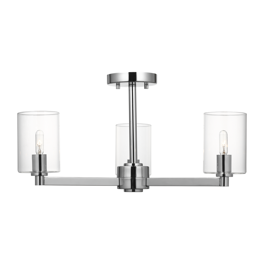 Fullton Semi Flush Mount | Chrome | Clear Glass Bulb(s) Not Included
