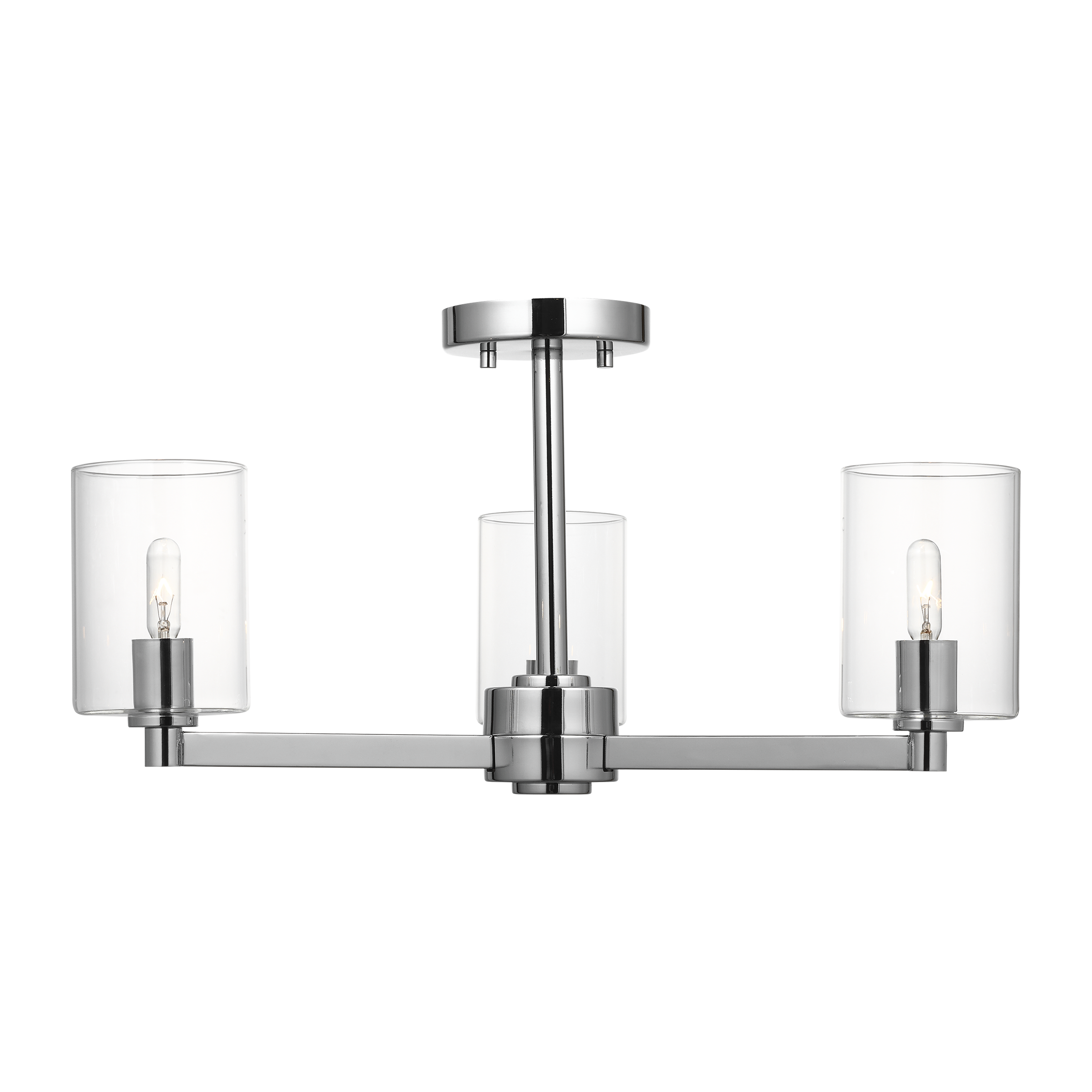 Fullton Semi Flush Mount | Chrome | Clear Glass Bulb(s) Not Included