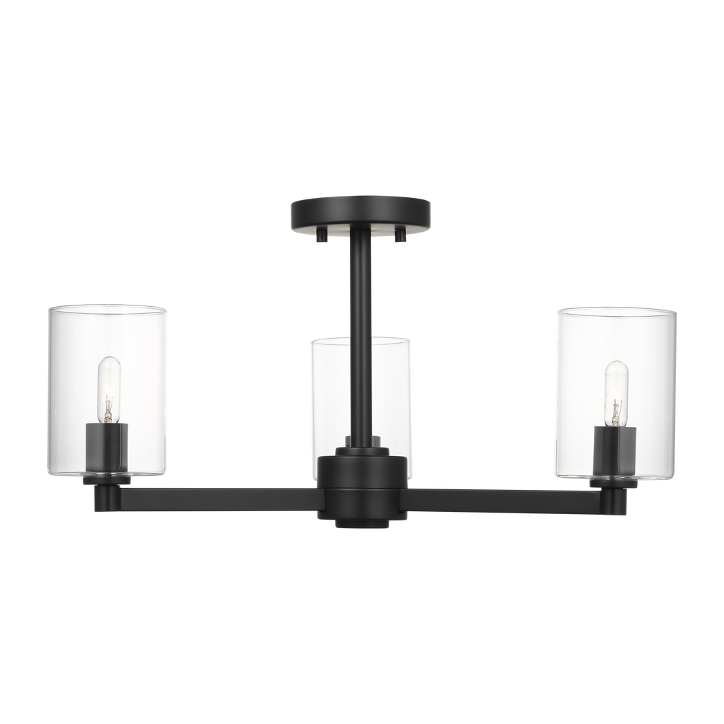 Fullton Semi Flush Mount | Midnight Black | Clear Glass Bulb(s) Not Included