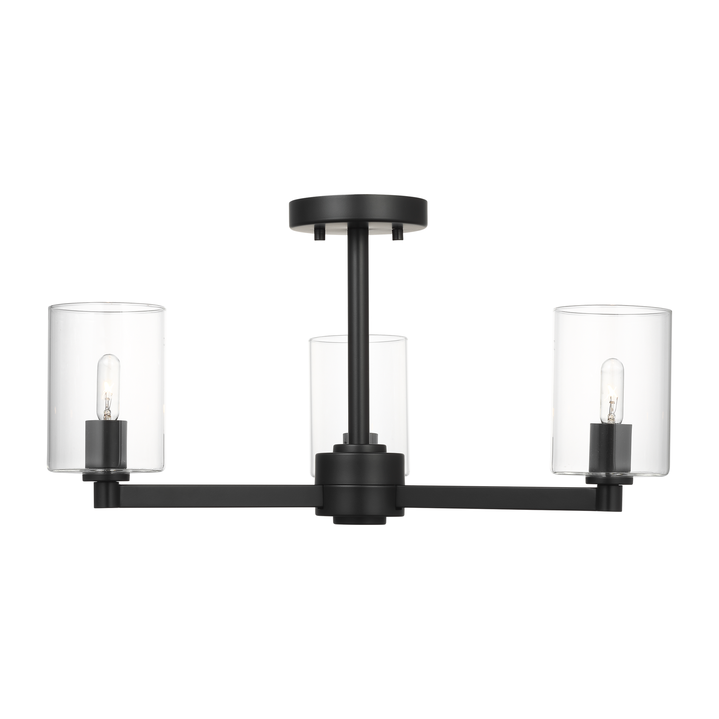 Fullton Semi Flush Mount | Midnight Black | Clear Glass Bulb(s) Not Included