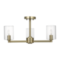 Fullton Semi Flush Mount | Satin Brass | Clear Glass Bulb(s) Not Included