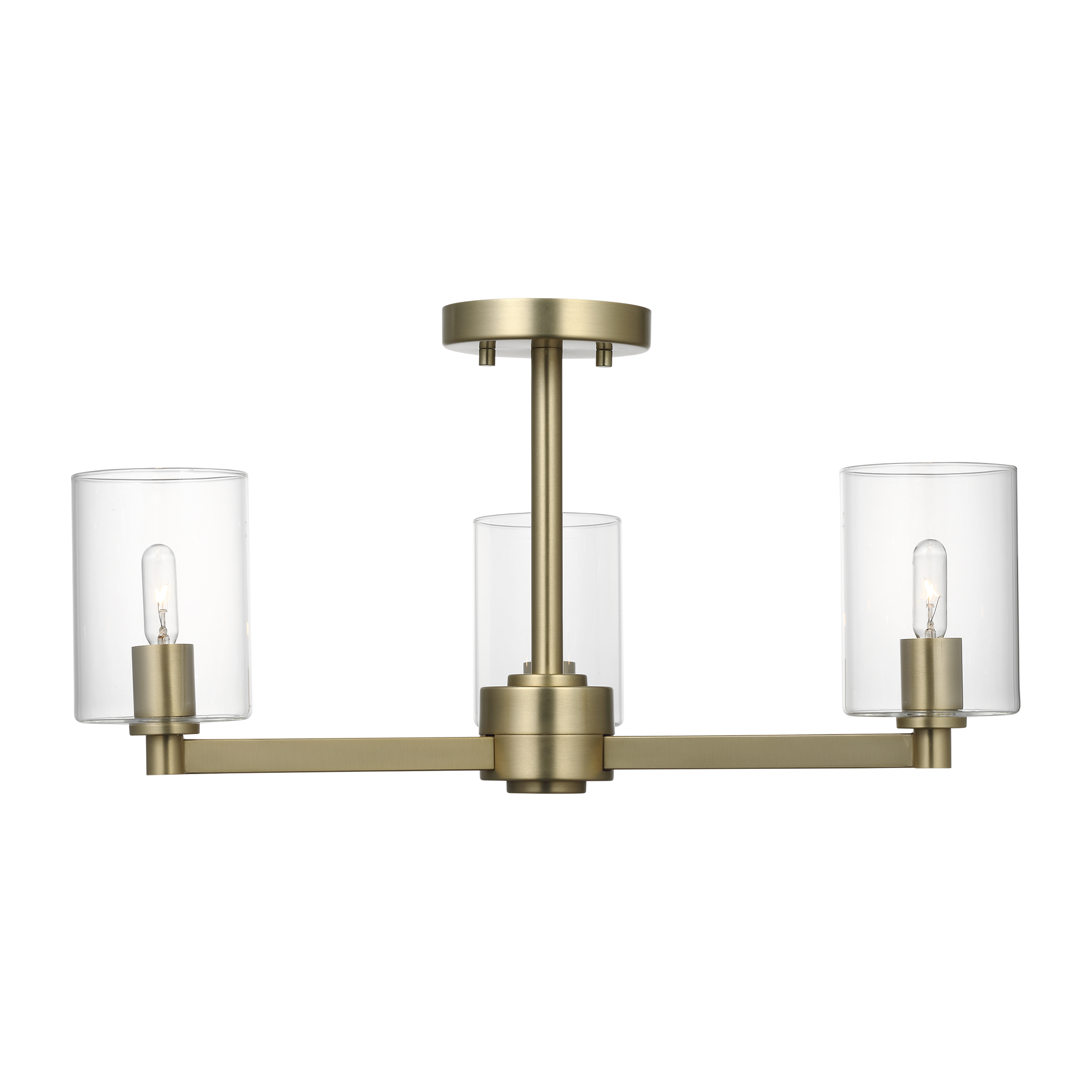 Fullton Semi Flush Mount | Satin Brass | Clear Glass Bulb(s) Not Included