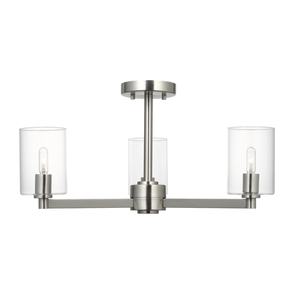 Fullton Semi Flush Mount | Brushed Nickel | Clear Glass Bulb(s) Not Included