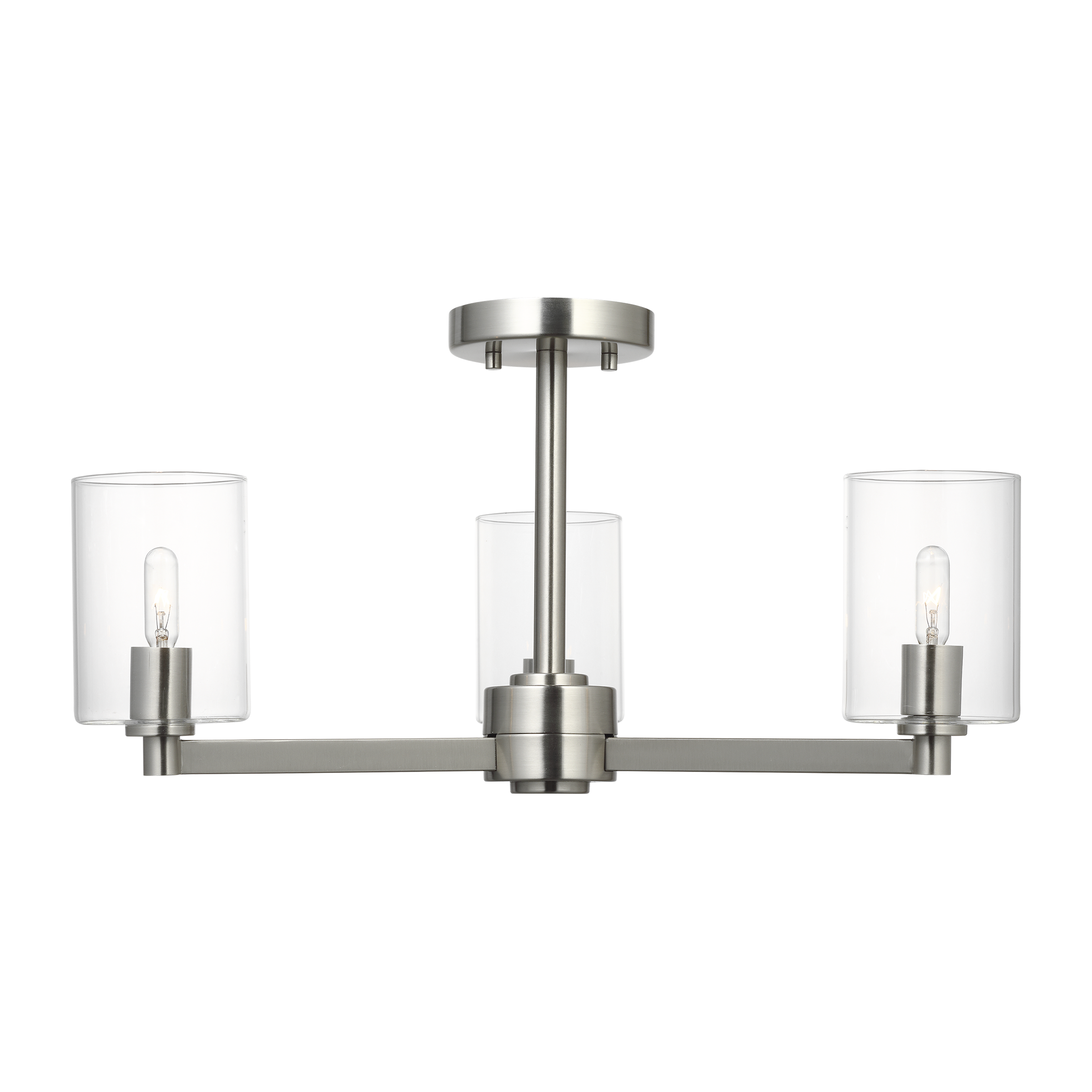 Fullton Semi Flush Mount | Brushed Nickel | Clear Glass Bulb(s) Not Included