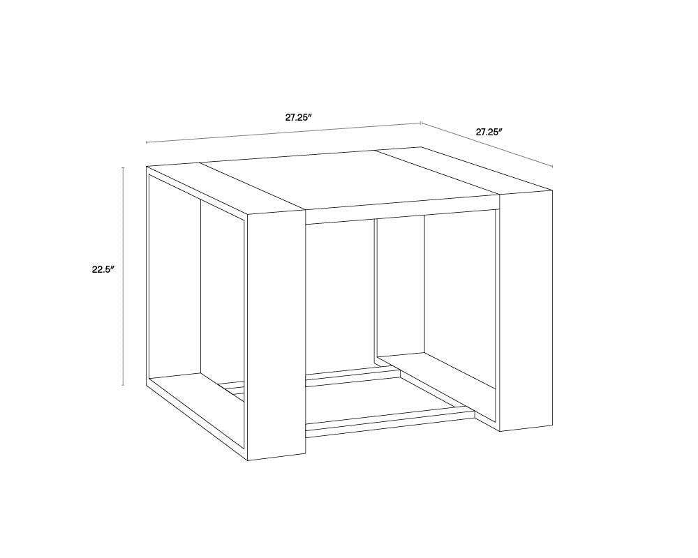 Dalton End Table - Stainless Steel - High Gloss White