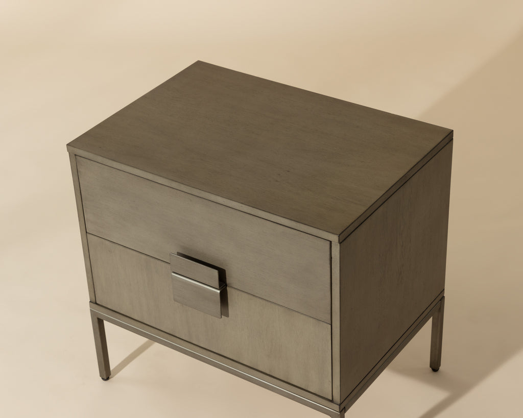Jade Nightstand - Antique Silver - Ash Grey