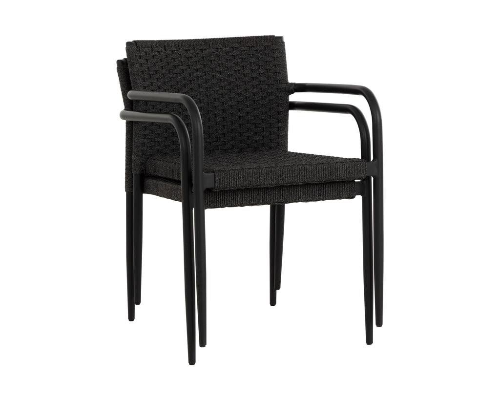 Casella Stackable Dining Armchair - Black - Dark Grey