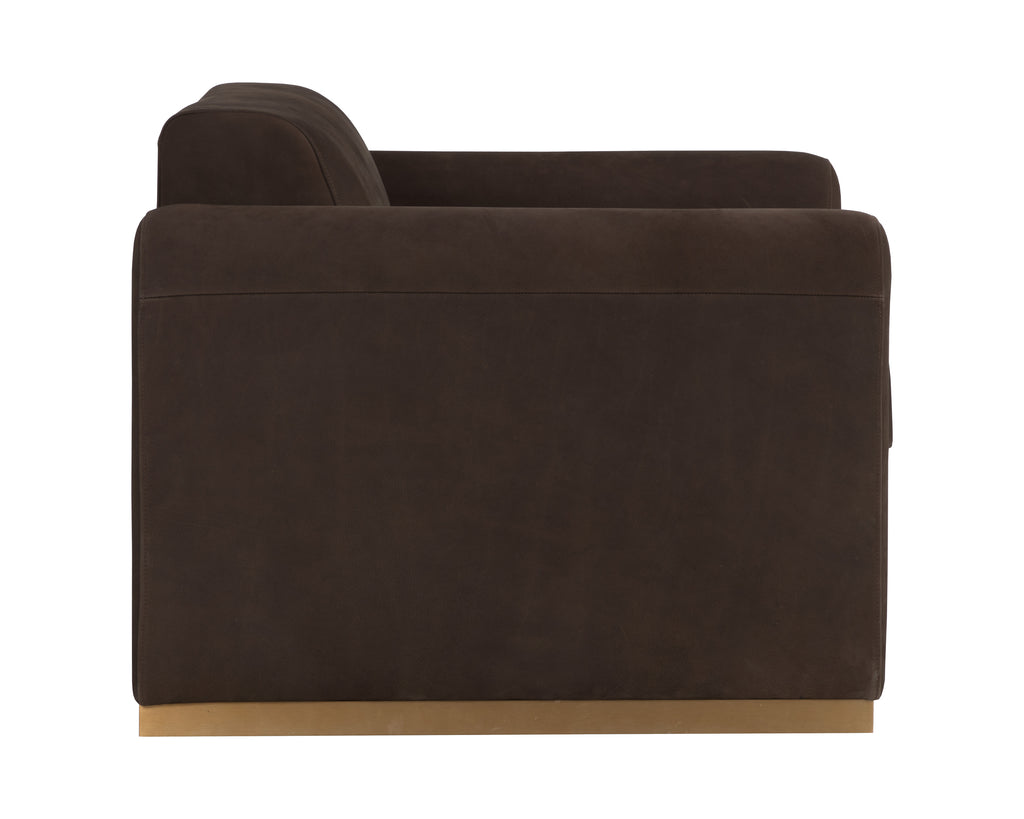 Romer Armchair - Brushed Gold - Nubuck Cocoa Leather