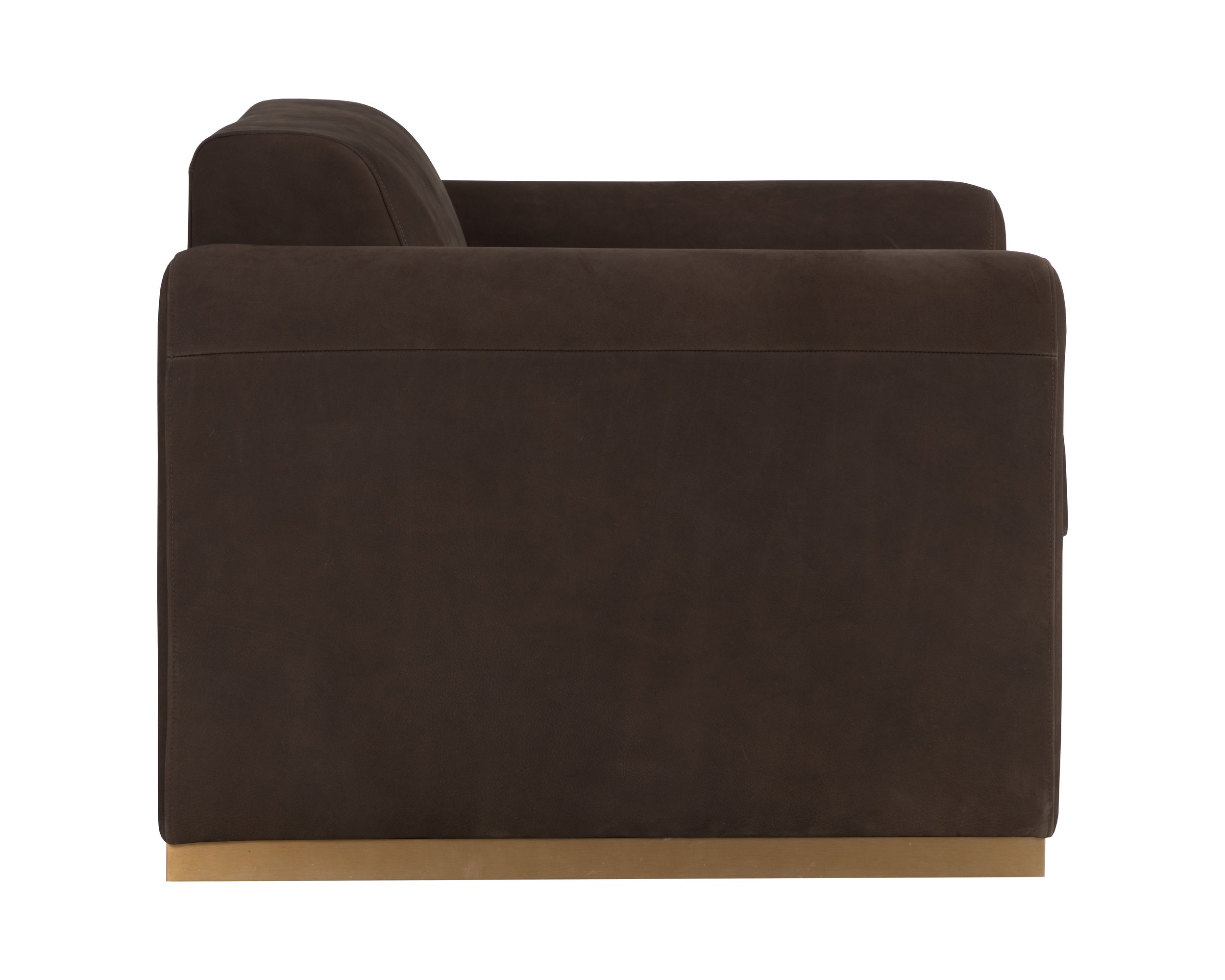 Romer Armchair - Brushed Gold - Nubuck Cocoa Leather