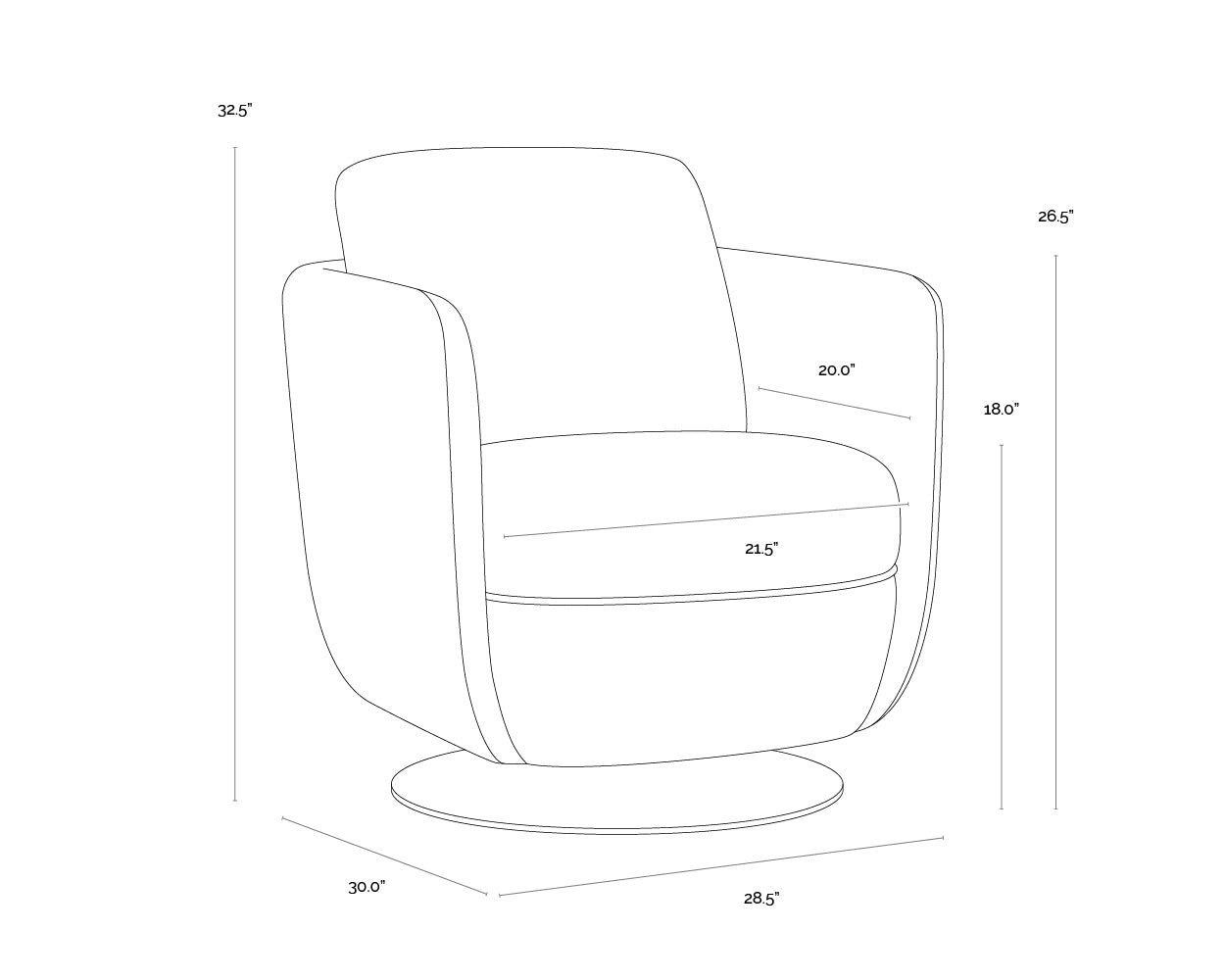 Gilley Swivel Lounge Chair - Bergen Navy