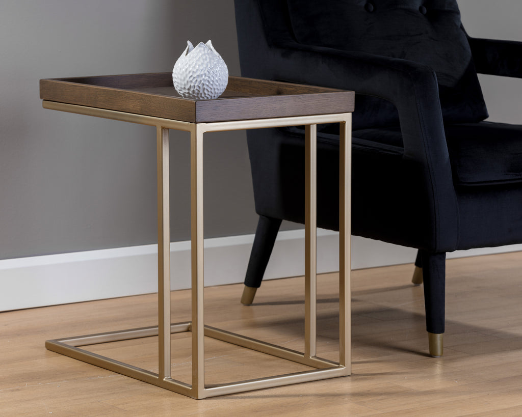 Arden C-Shaped Side Table - Gold - Raw Umber