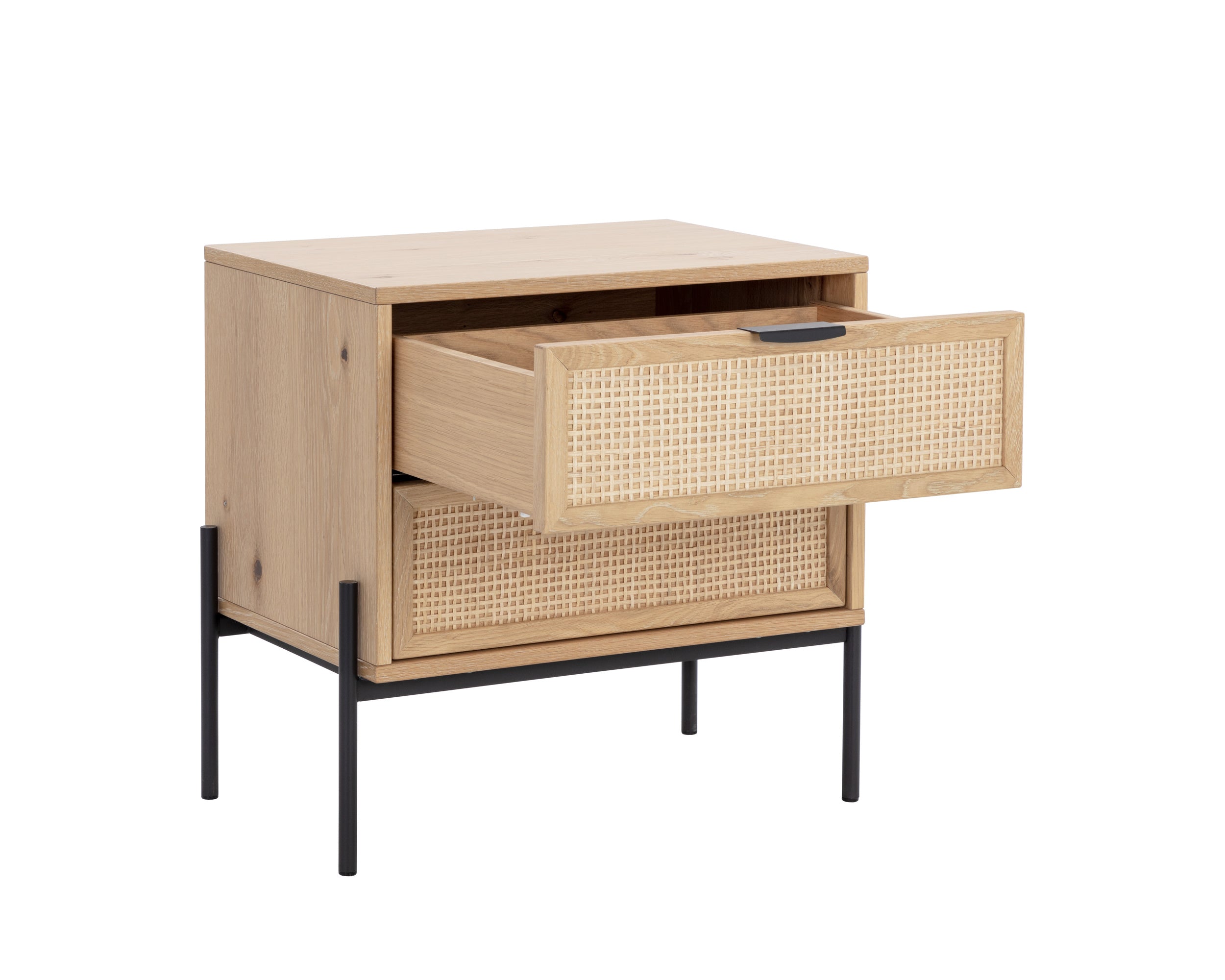 Avida Nightstand - Black - Rustic Oak/Natural