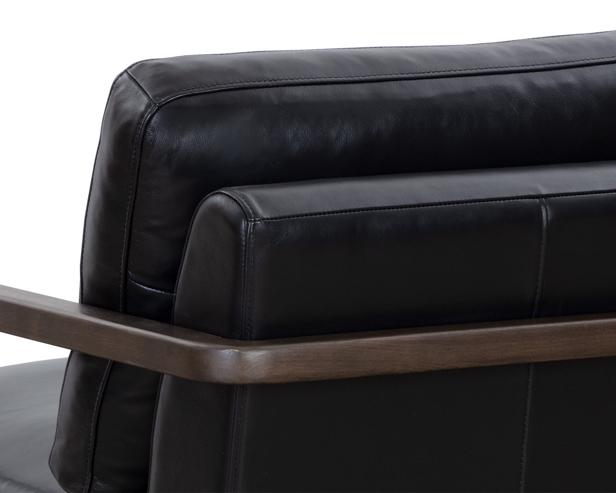 Castell Swivel Lounge Chair - Brown - Cortina Black Leather